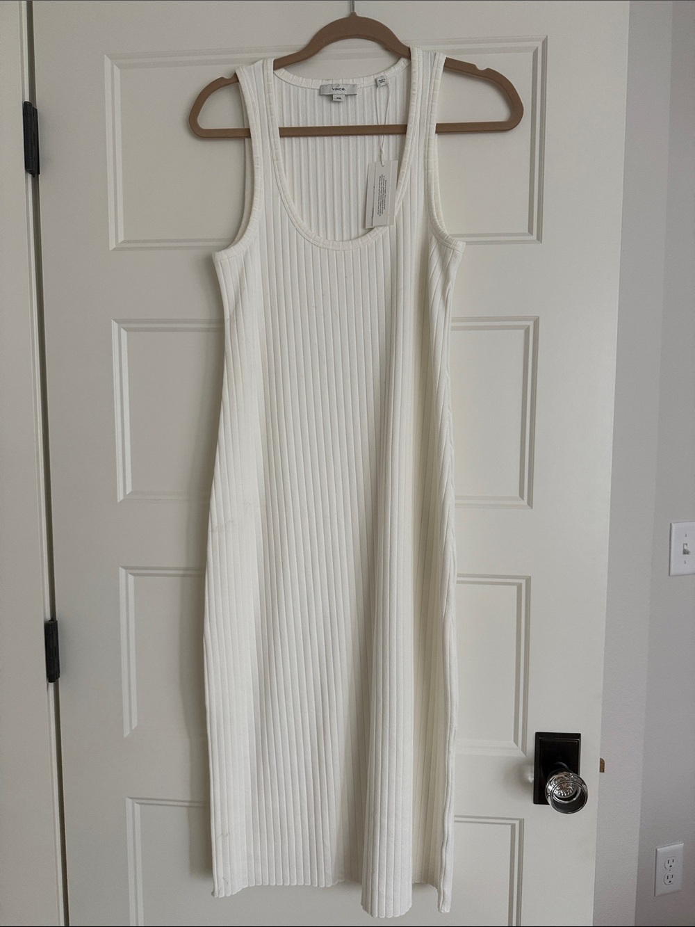 Vince White Ribbed Tank Midi Dress